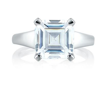 Modern Asscher Cut with Diamond Studded Center Prongs Engagement Ring