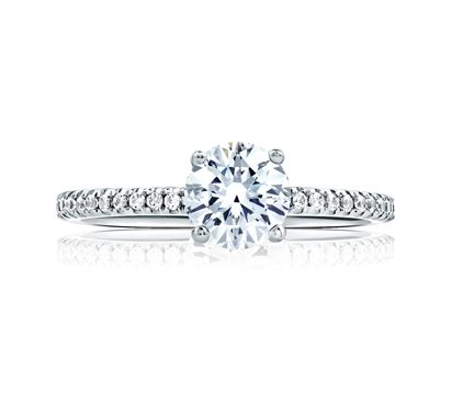 Classic Round Center Eternity Micro Pave  Engagement Ring