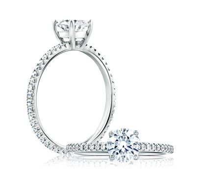 Classic Round Center Eternity Micro Pave  Engagement Ring
