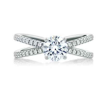 Delicate Split Shank with Round Center Engagement Ring