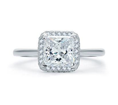 Quilted Pave Princess Cut Halo Engagement Ring