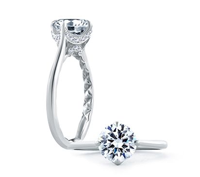 North South East West Prong Intricate Basket Engagement Ring