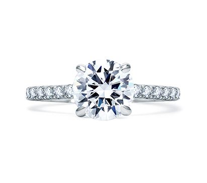 Delicate Round Diamond Center Quilted Engagement Ring