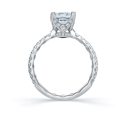 Quilted French Pave Princess Cut Center Engagement Ring