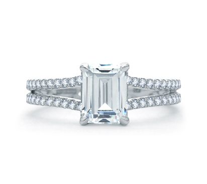 Delicate Emerald Cut Quilted Engagement Ring