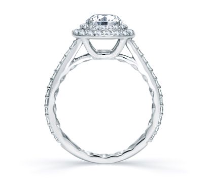Delicate Round Double Halo Quilted Engagement Ring