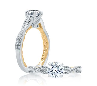 Crossover Diamond Shank Engagement Ring With Contrast Quilt