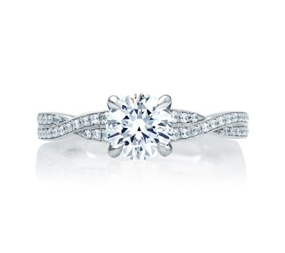 Crossover Diamond Shank Engagement Ring