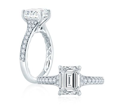 Art Deco Style Emerald Cut Diamond Engagement Ring 
