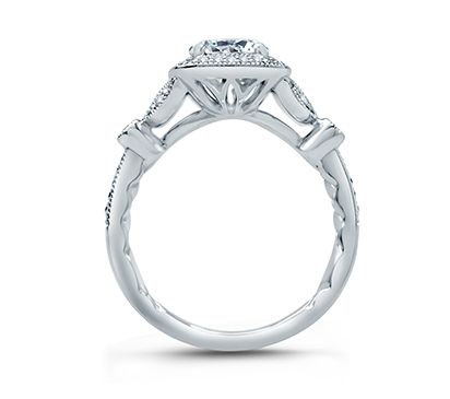 Floral Inspired Modern Vintage Halo Engagement Ring