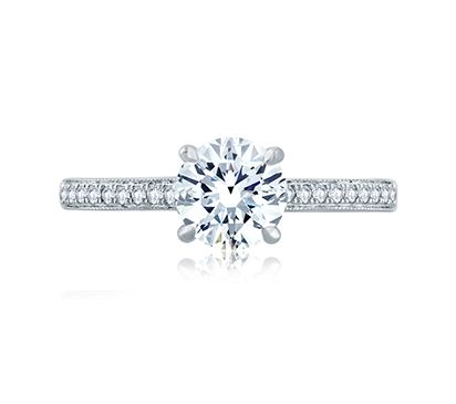 Classic Four Prong Cathedral Modern Vintage Engagement Ring