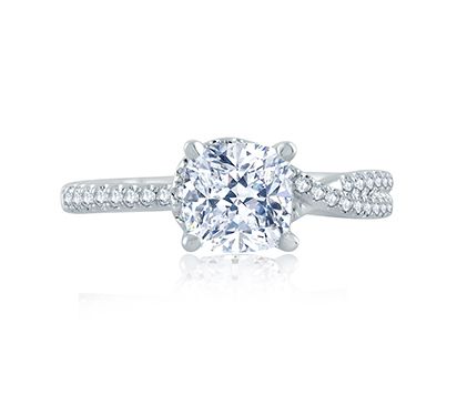 Asymetrical Knot Cushion Cut Full Pave Engagement Ring