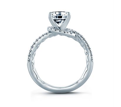 Asymetrical Knot Cushion Cut Full Pave Engagement Ring