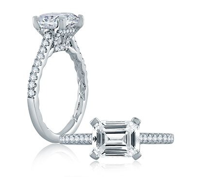 East/West Emerald Cut Modern Classic Engagement Ring