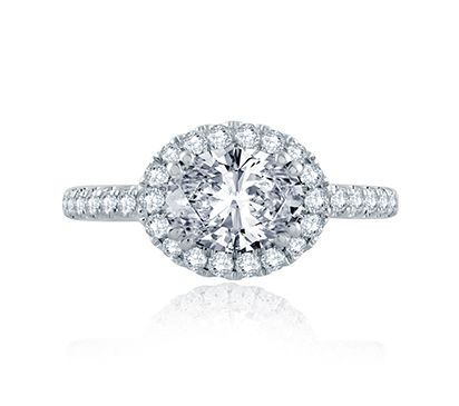 East/West Oval Cut Modern Classic Engagement Ring