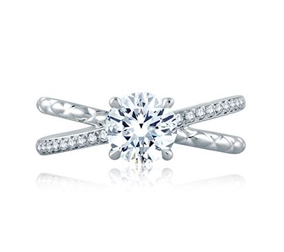Quilted Crisscross Asymmetrical Diamond Engagement ring