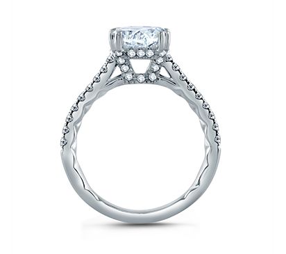 East/West Oval Cut Four Prong Engagement Ring