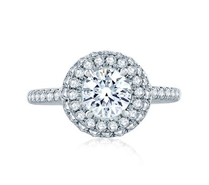 Double Pave Halo Modern Classic Engagement Ring