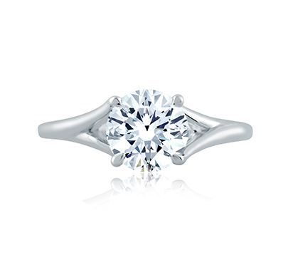 Flowing Split Shank Solitaire Engagement Ring