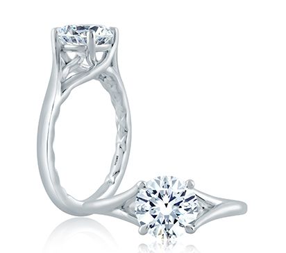 Flowing Split Shank Solitaire Engagement Ring