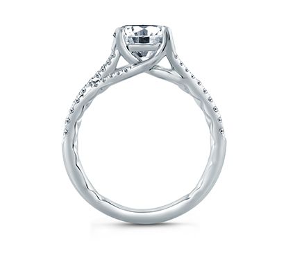 Flowing Pave Diamond Split Shank Engagement Ring