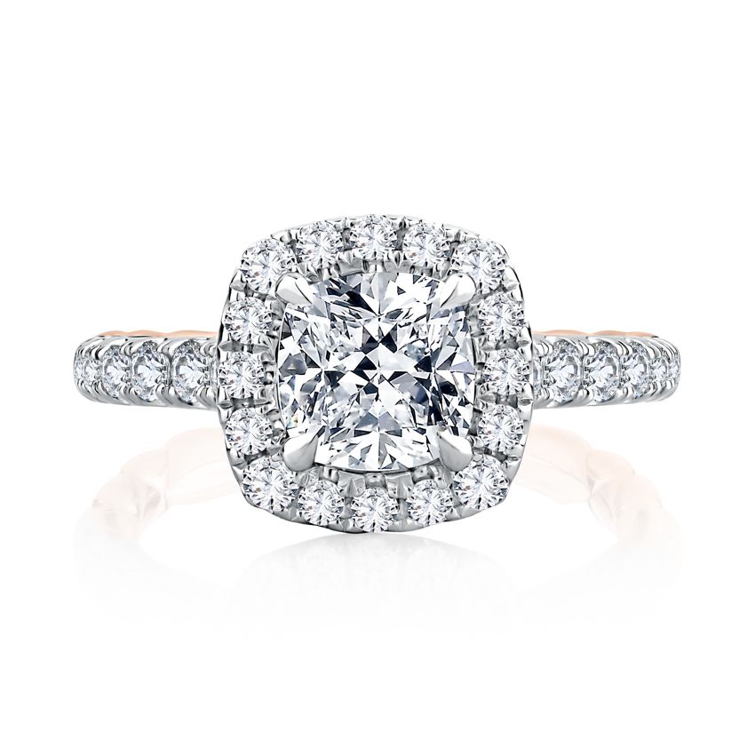 Queenly Cushion Cut Halo Diamond Engagement Ring