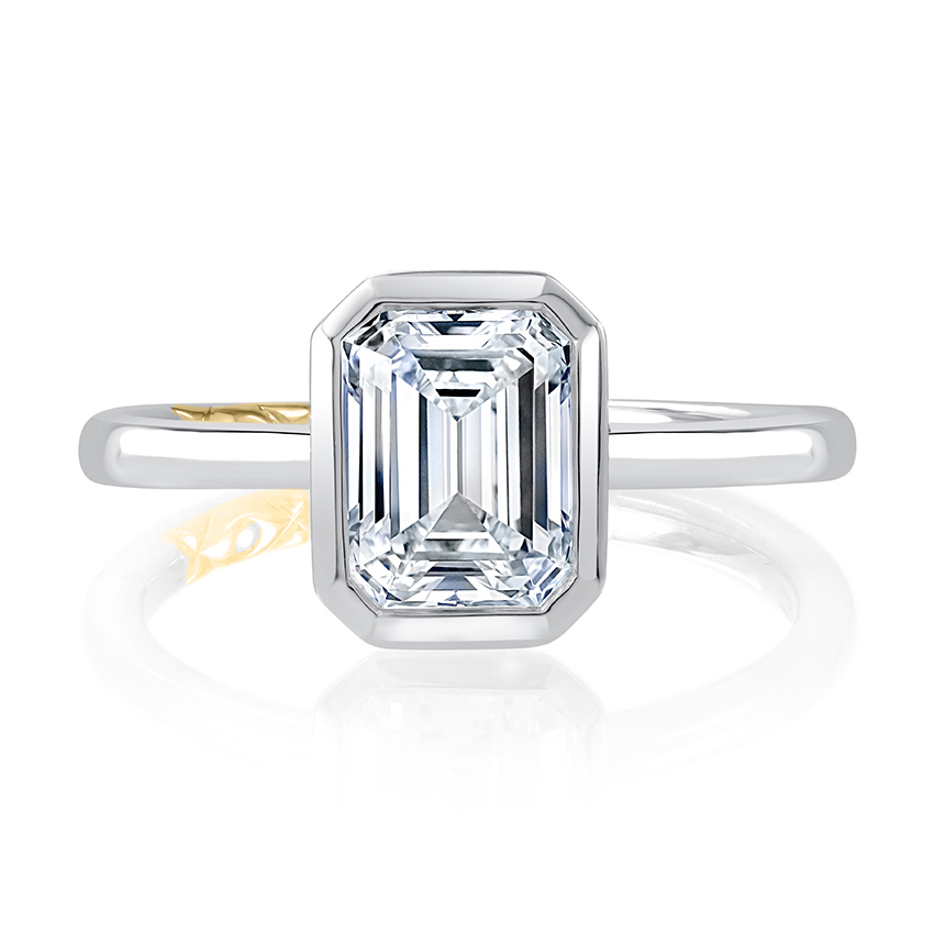 Solitaire Bezel Emerald Diamond Engagement Ring