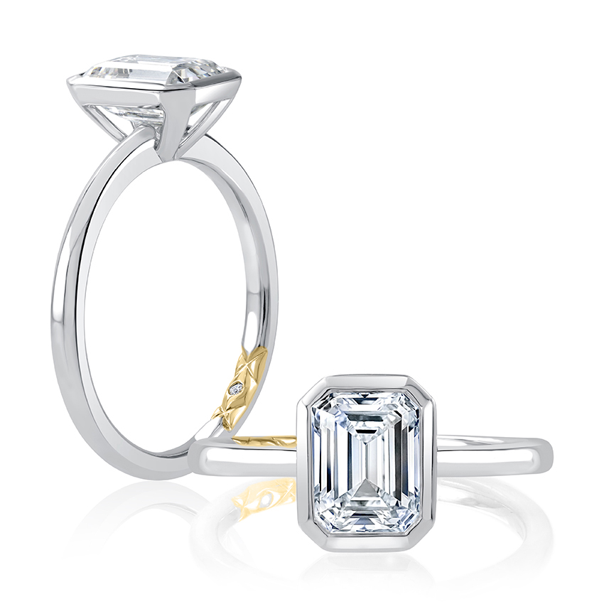 Solitaire Bezel Emerald Diamond Engagement Ring