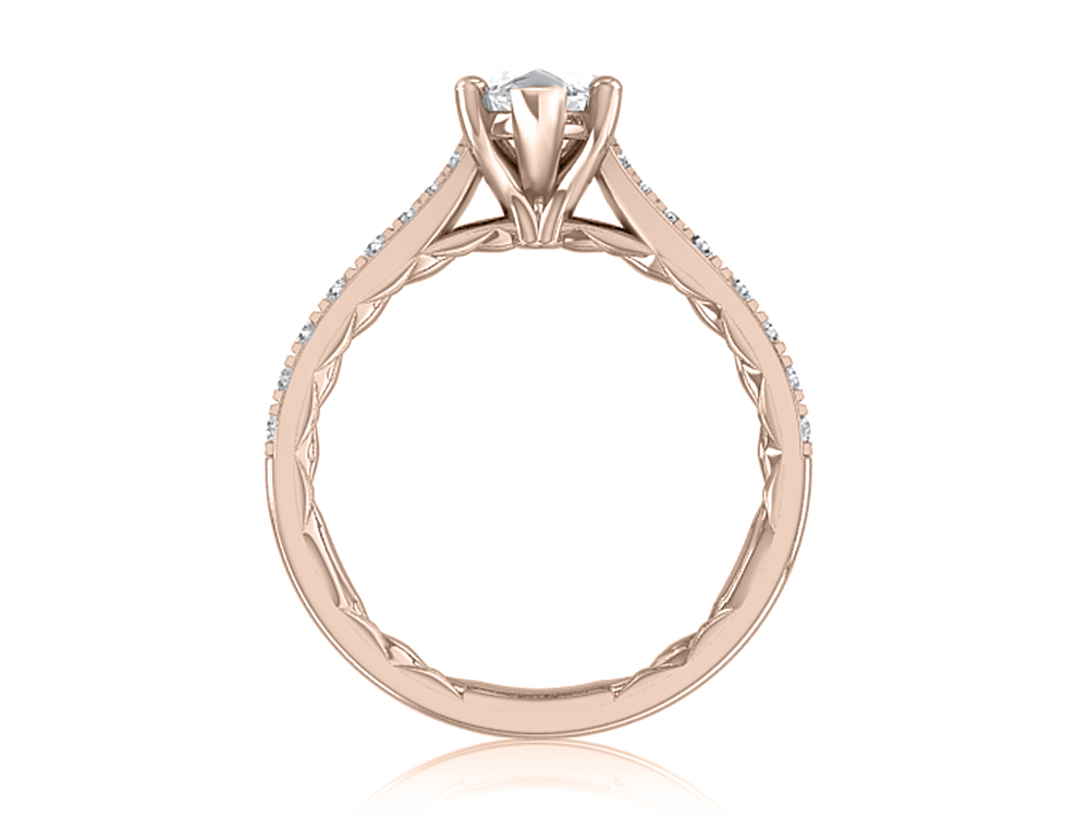 6-Prong Marquise Cut Engagement Ring with Micro Pave Split-Shank Diamond Band.