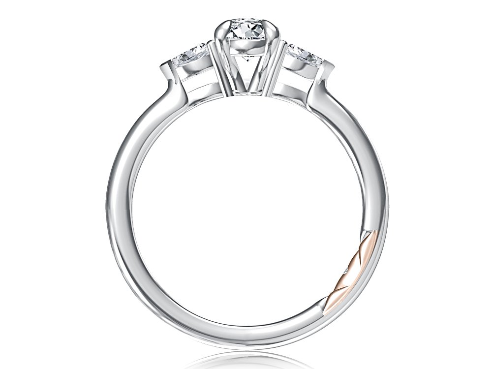 Three Stone Round Center Diamond Engagment Ring
