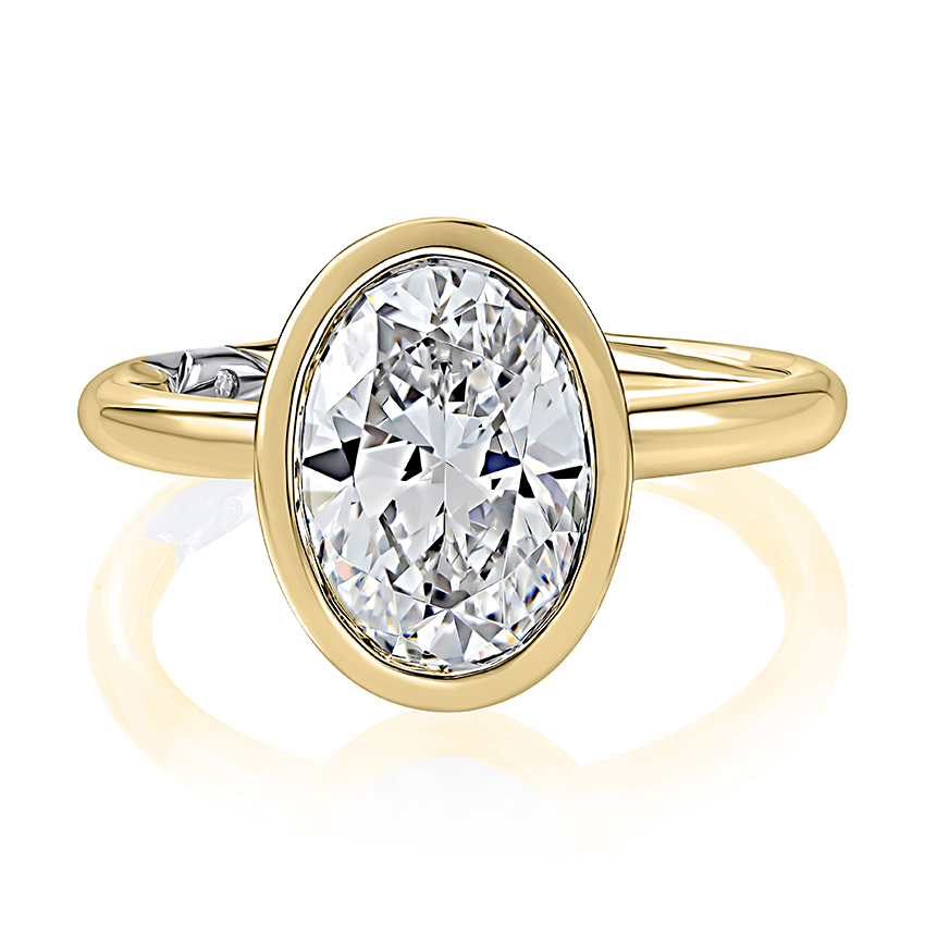 Classic Solitaire Bezel Oval Diamond Engagement Ring