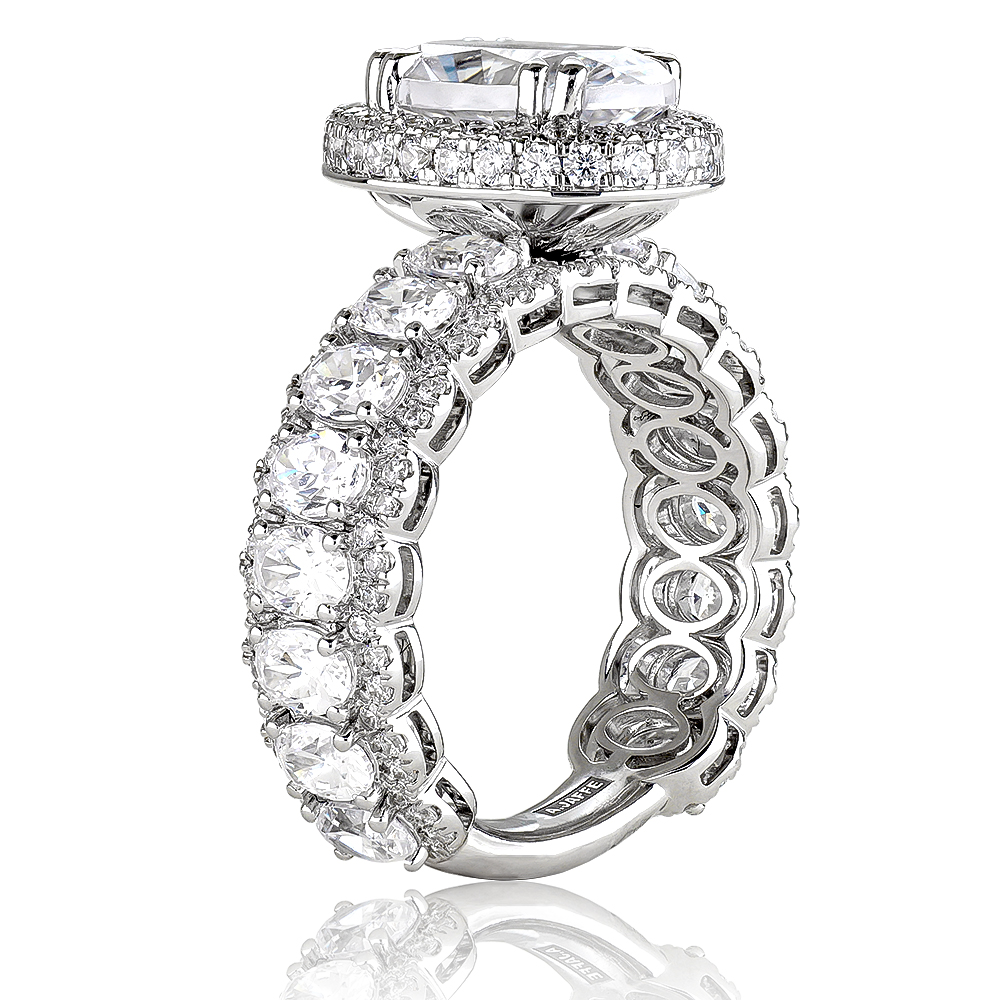 Oval Cut Diamond Ring with Oval Shaped Diamond Halo