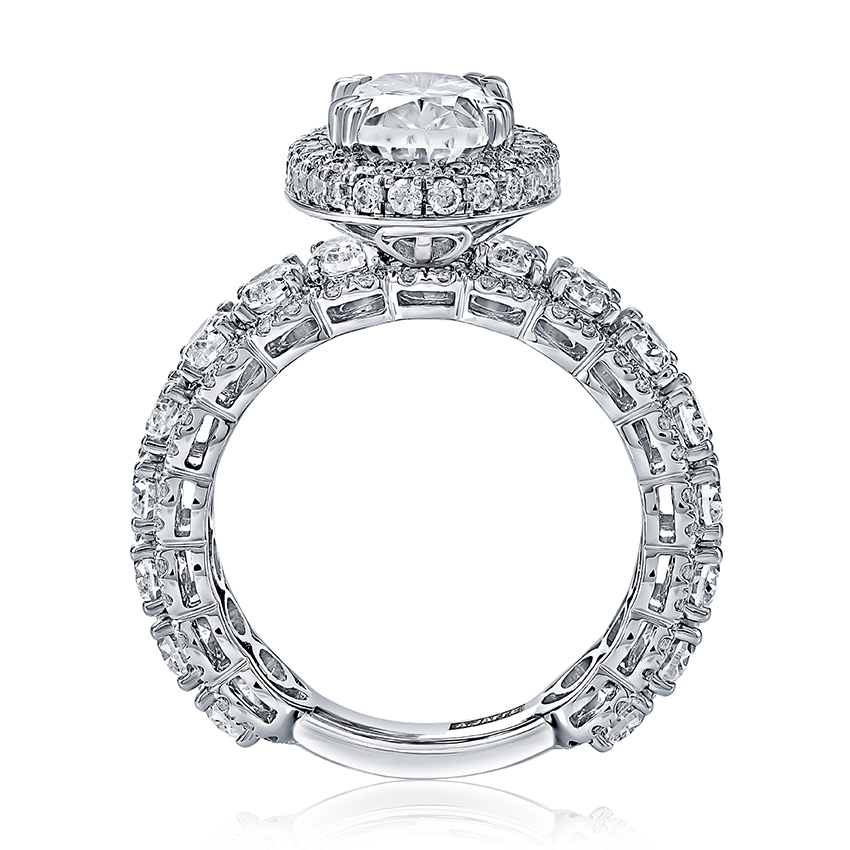 Oval Cut Diamond Ring with Oval Shaped Diamond Halo