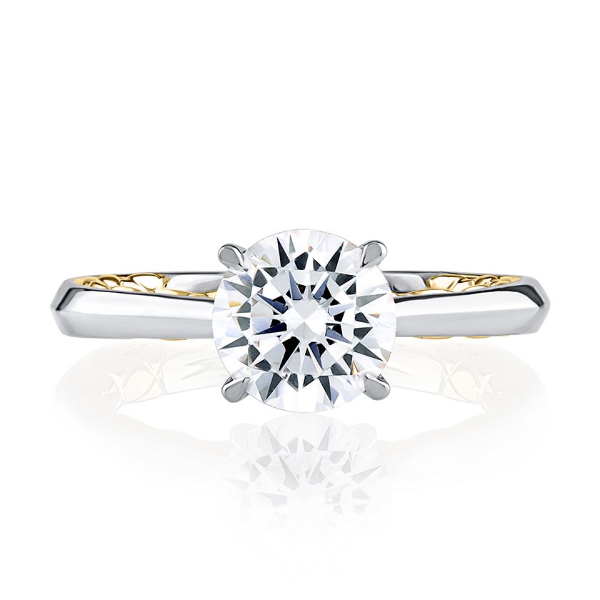 Two Tone Round Cut Diamond Engagement Ring