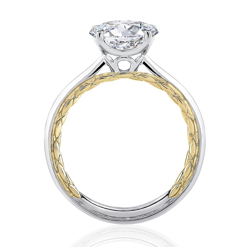 Two Tone Round Cut Diamond Engagement Ring