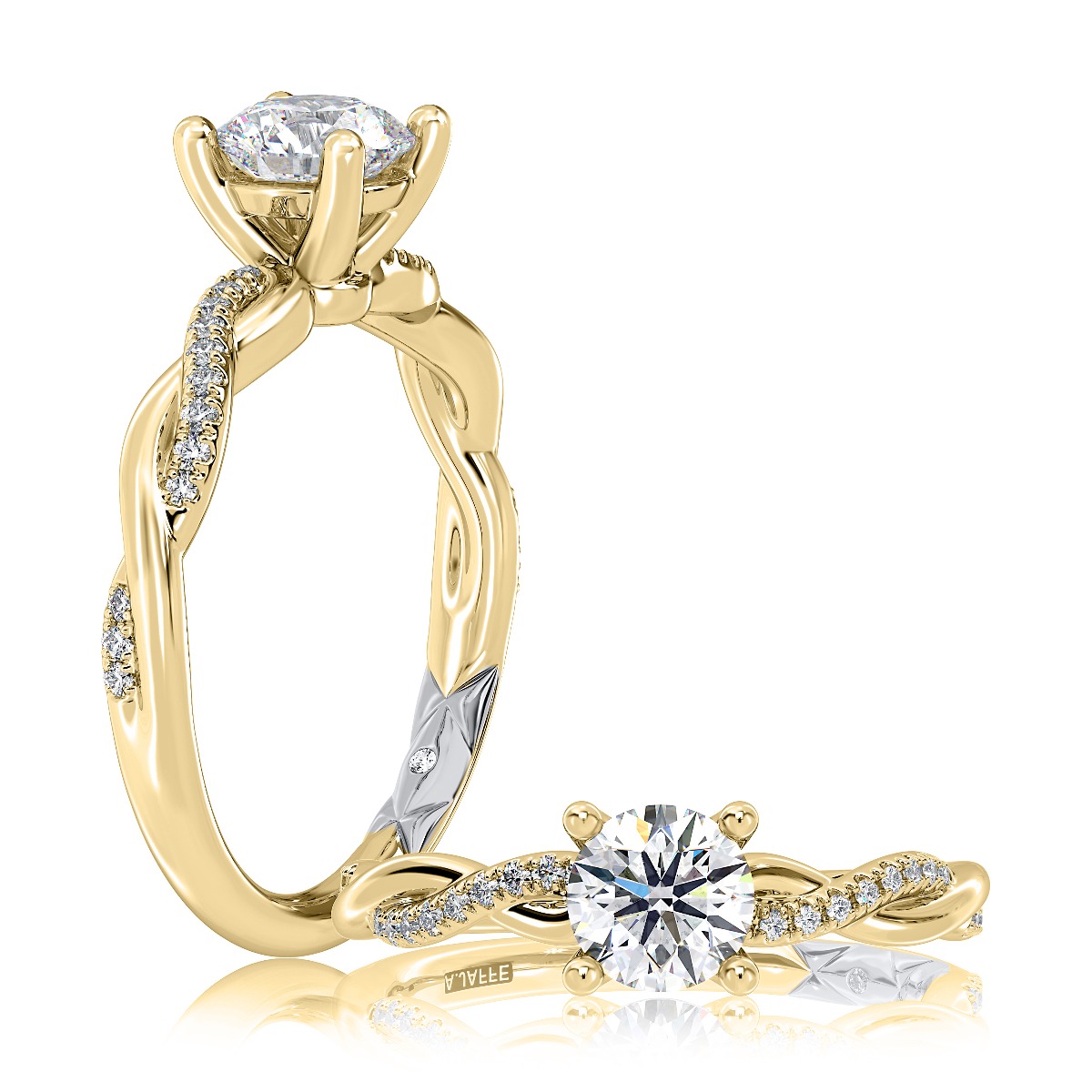 Split Shank Pavé Princess Cut Solitaire Engagement Ring and Wedding Band  Set - PureGemsJewels