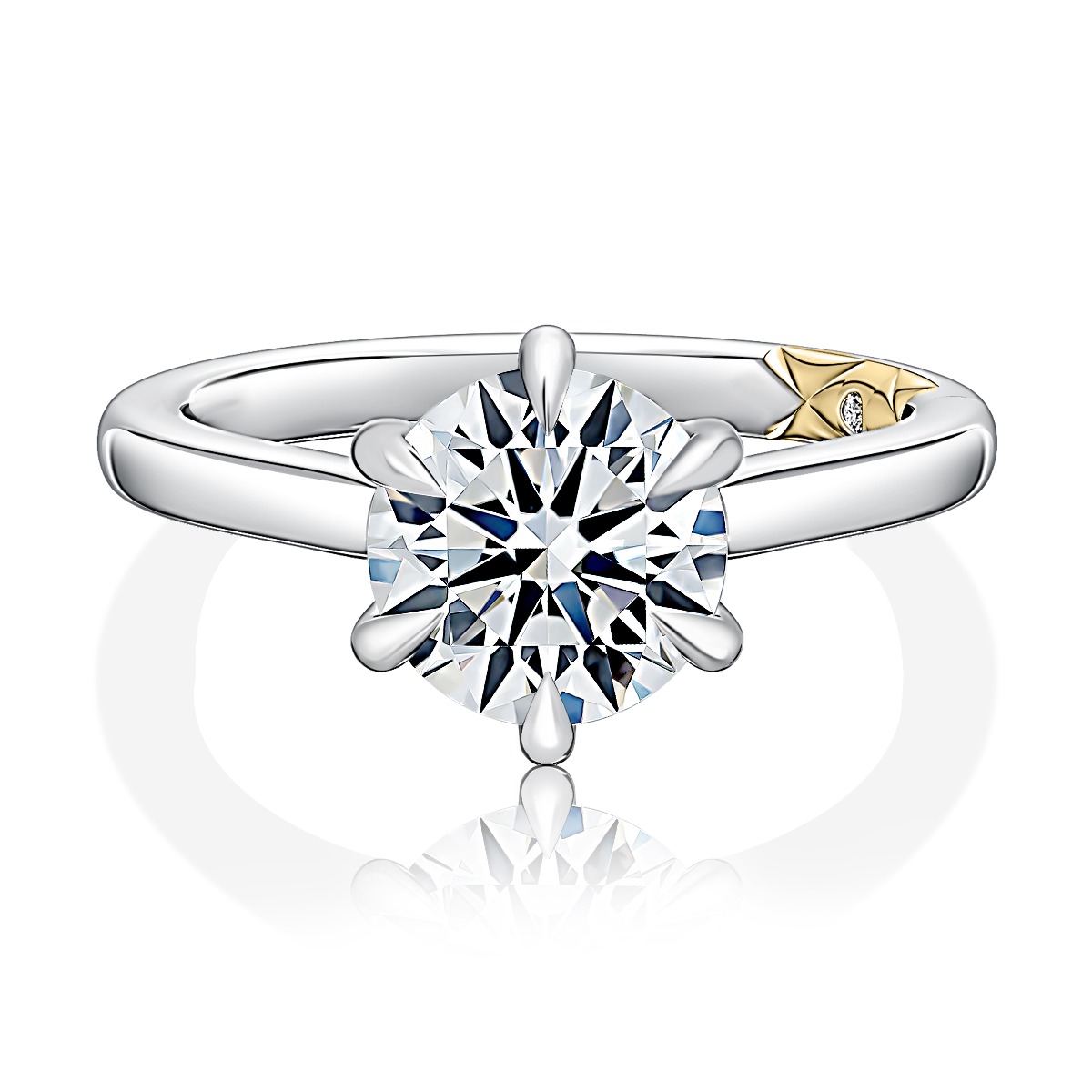 Six Prong Round Center Solitaire Diamond Engagement Ring