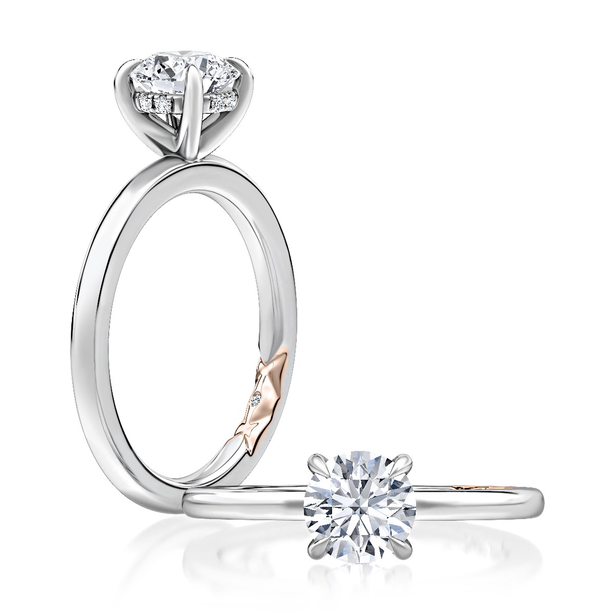 Solitaire Round Diamond Engagement Ring with Peek-A-Boo Diamonds