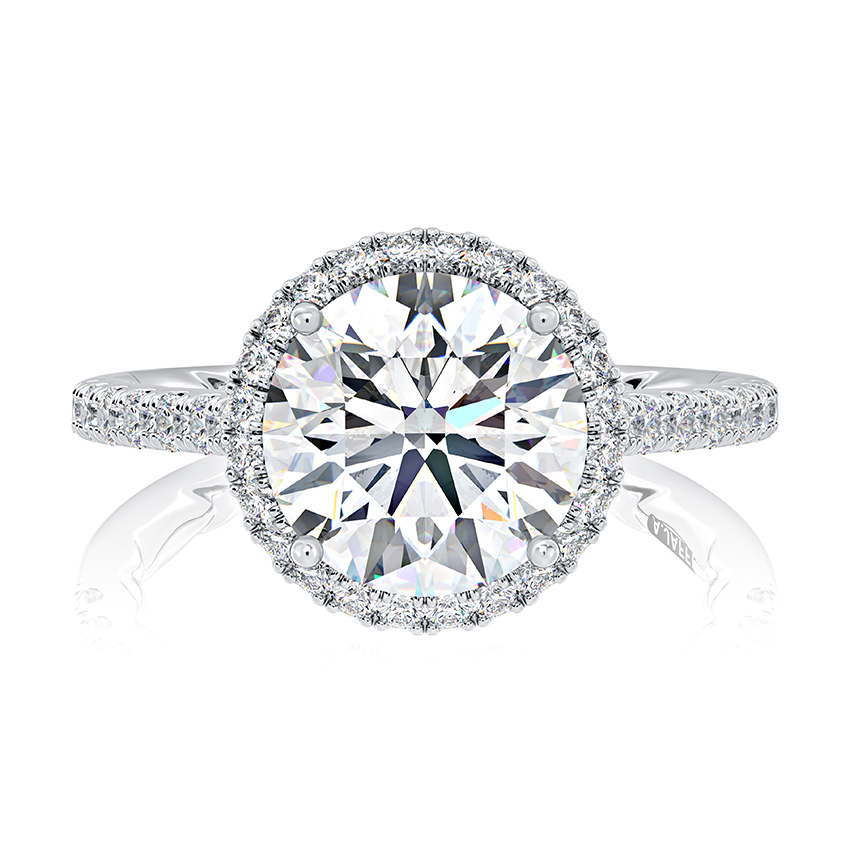 Classic Round Center Diamond Engagement Ring with a Round Shaped Diamond Halo