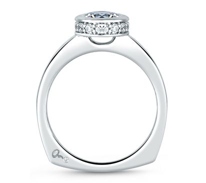 Round Halo Bezel Center Set Engagement Ring