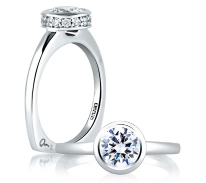 Round Halo Bezel Center Set Engagement Ring
