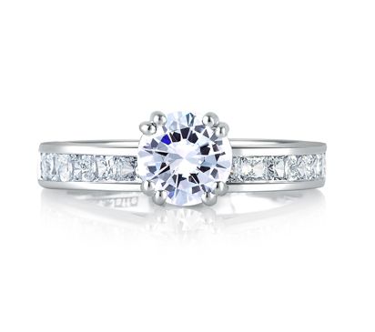 Classic Princess Channel Set Cathedral Engagement Ring