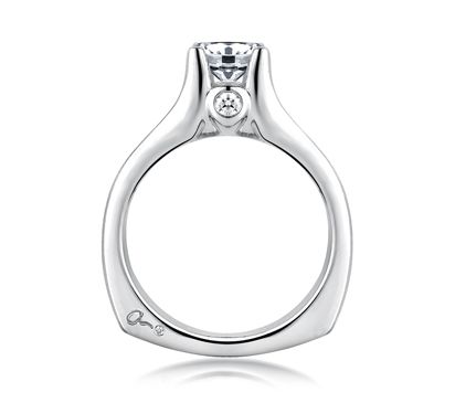 Cathedral Channel Set with Diamond Bezel Profile Engagement Ring