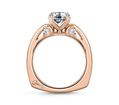 Designer Split Prong Solitaire with Scroll Set Side Diamonds Ring 