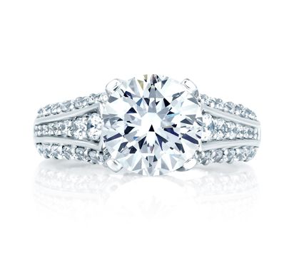 Three Row Designer Studded Prong Engagement Ring