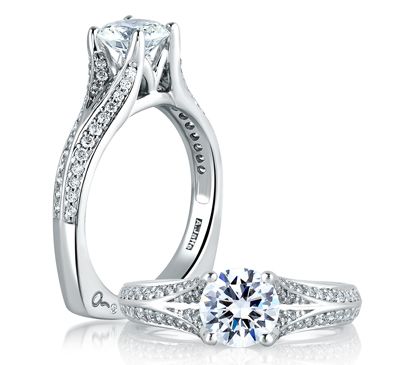 Knife Edge Double Row Vintage Engagement Ring