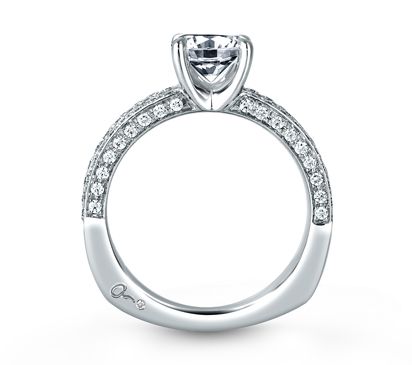 Three Row Shared Prong Engagement Ring