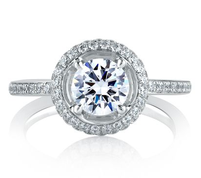 Classic Double Halo on Disc Shank Engagement Ring