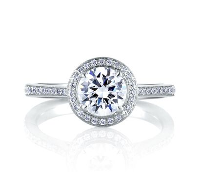 Romantic Pave Set Halo Engagement Ring