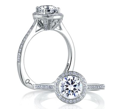 Romantic Pave Set Halo Engagement Ring